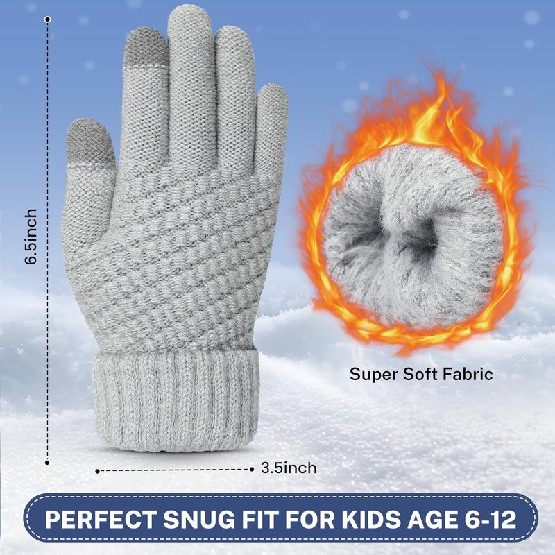 Clothclose 4 Pairs Kids Winter Gloves for Boys Girls, Warm Winter Glove for Kids, Knit Toddler Kid Gloves, Soft Kid Mittens - Image 3